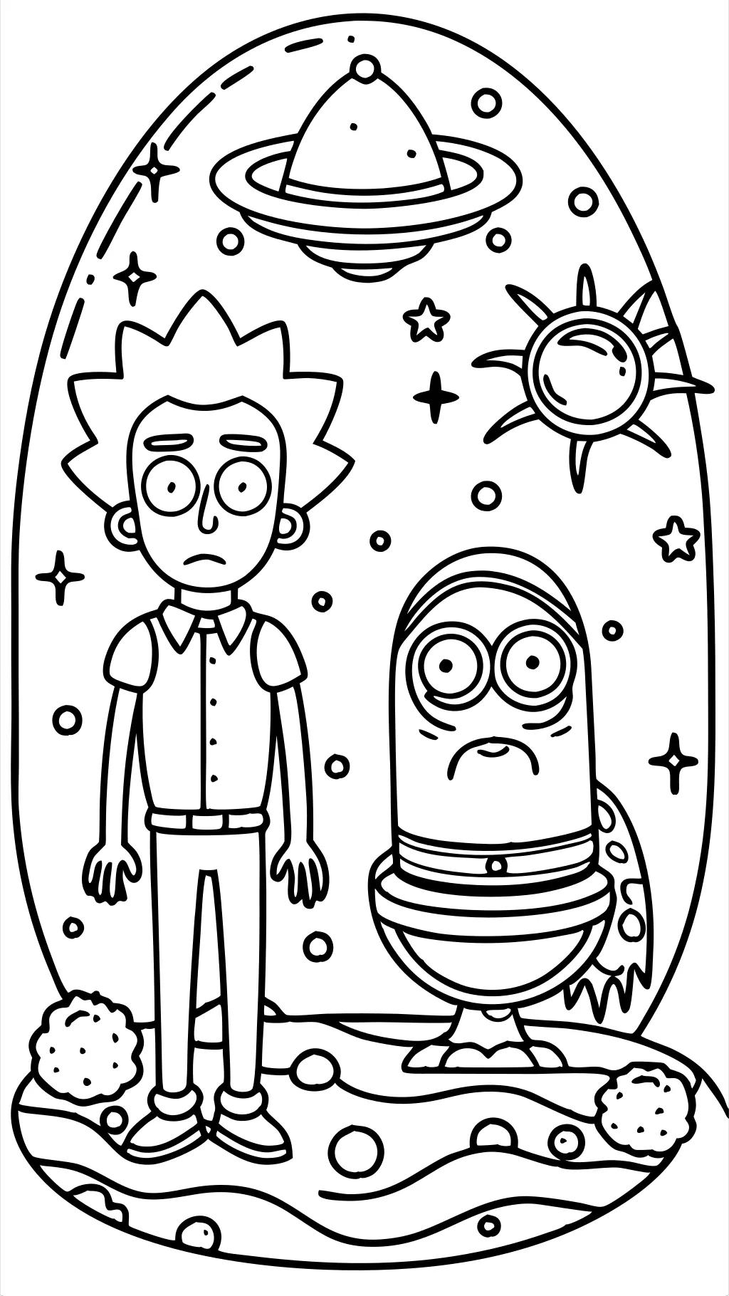 Página para colorear de Rick y Morty